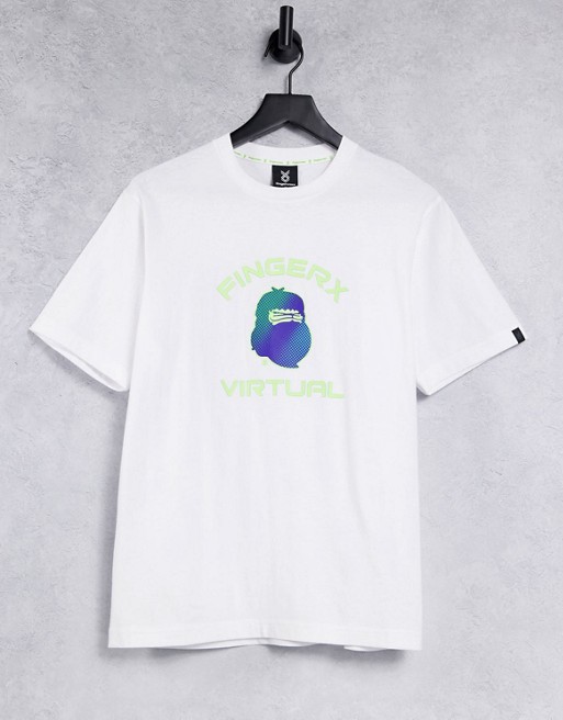Fingercroxx t-shirt with virtual print in white