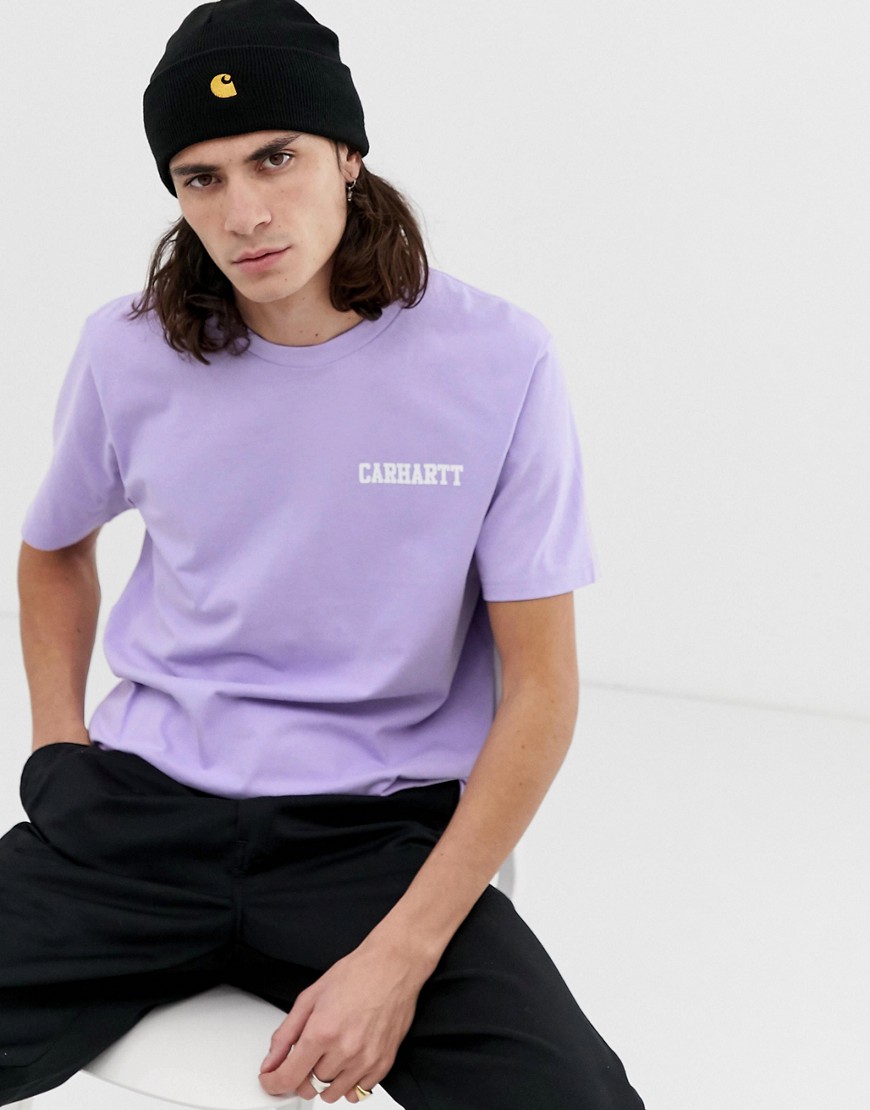 фото Фиолетовая футболка с короткими рукавами и надписью carhartt wip-фиолетовый