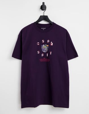 Футболки с принтом  Asos Фиолетовая футболка с принтом на спине Carhartt WIP Unite-Фиолетовый цвет