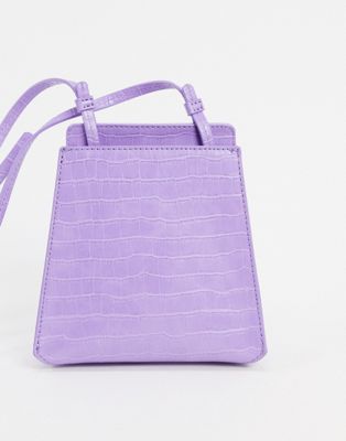 фото Фиолетовая сумка через плечо с эффектом крокодиловой кожи who what wear-фиолетовый