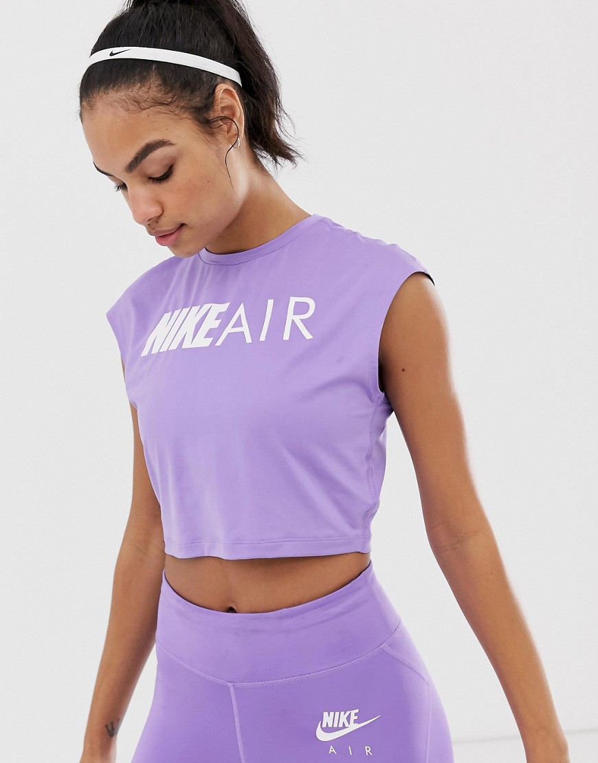 фото Фиолетовая укороченная футболка nike air-фиолетовый nike running