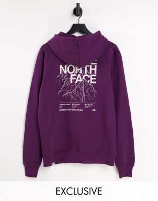 фото Фиолетовое худи с контурным принтом гор the north face - эксклюзивно для asos-фиолетовый цвет