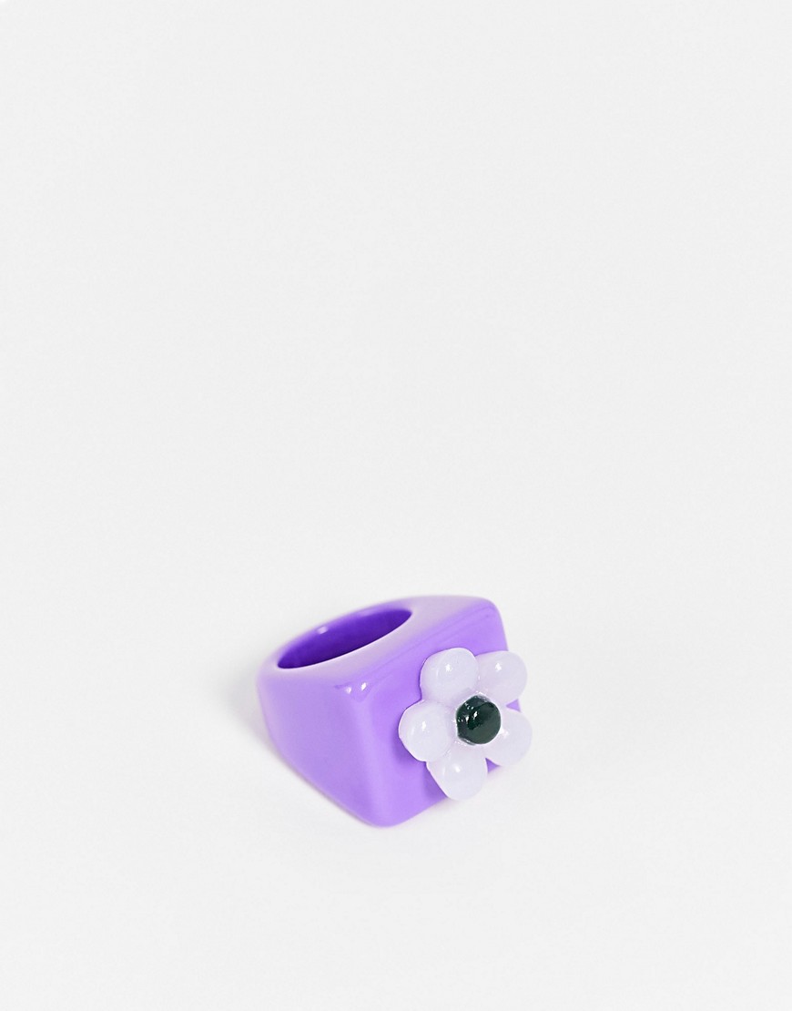 фото Фиолетовое кольцо с цветком из каучука vintage supply-фиолетовый цвет