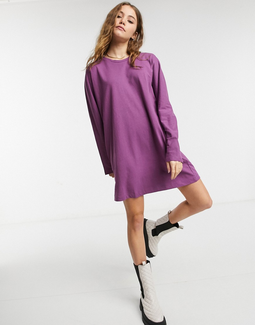 фото Фиолетовое платье-футболка с длинными рукавами miss selfridge-фиолетовый