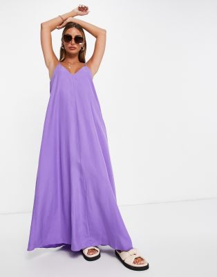 Фиолетовое платье-комбинация макси с V-образным вырезом ASOS DESIGN-Фиолетовый цвет