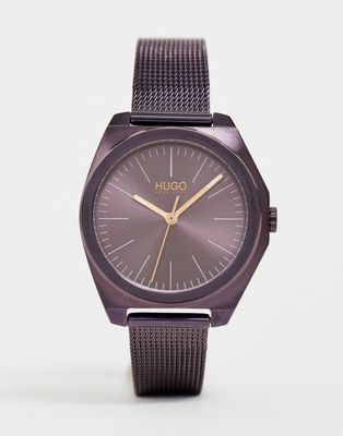 фото Фиолетовые часы с сетчатым ремешком hugo 1540027 imagine, 35 мм-фиолетовый