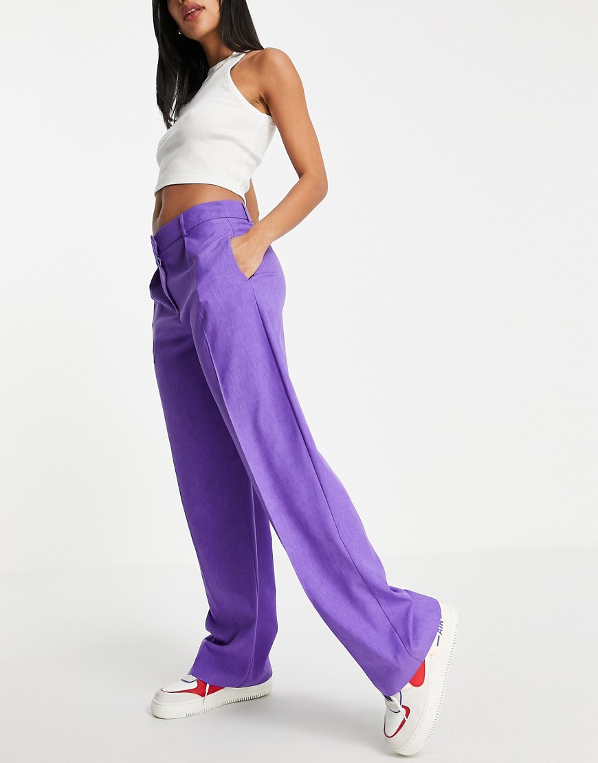 Фиолетовые свободные брюки в мужском стиле -Фиолетовый цвет ASOS DESIGN 105138658