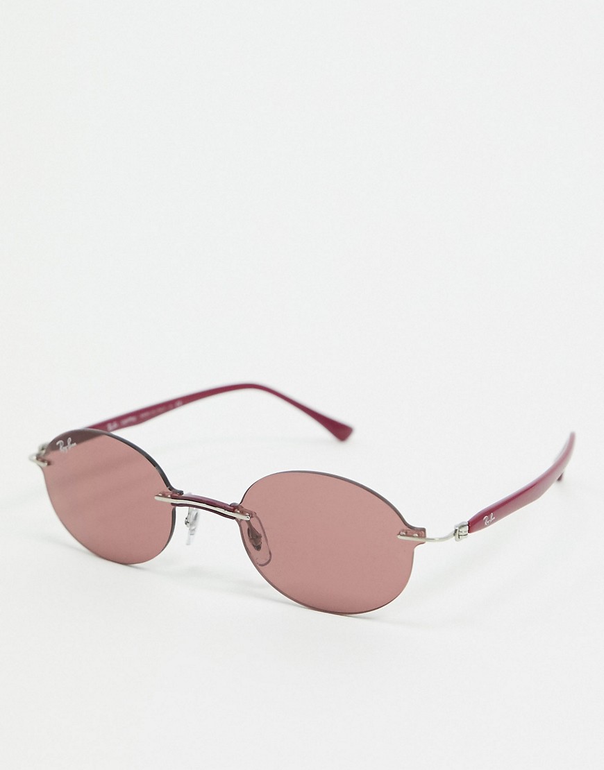 фото Фиолетовые узкие овальные солнцезащитные очки без оправы rayban-фиолетовый ray-ban