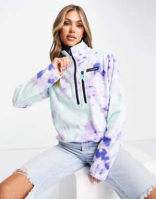 На свежем воздухе  Asos Фиолетовый флисовый топ с принтом тай-дай и молнией длиной 1/2 Berghaus Prism Trango-Фиолетовый цвет