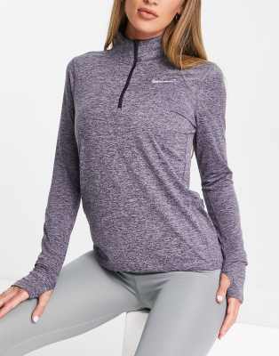 фото Фиолетовый топ с короткой молнией nike running element dri-fit-фиолетовый цвет