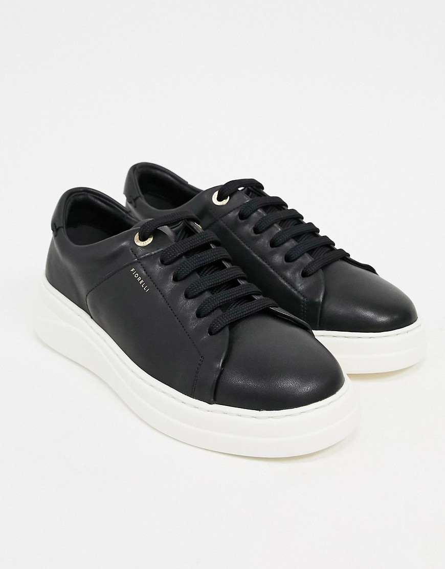 Fiorelli anouk leather lace up sneakers in black