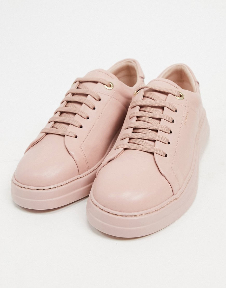 Fiorelli Anouk Leather Lace Up Sneakers In Rosewater-neutral