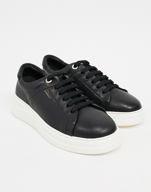 Fiorelli anouk leather lace up trainers in black