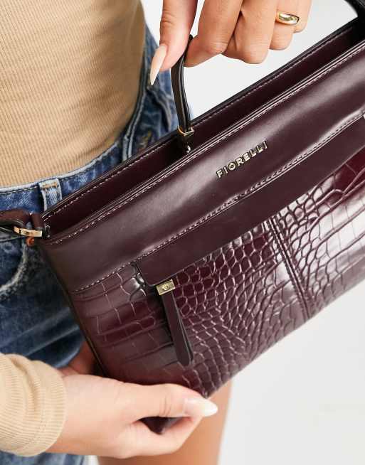 Fiorelli Chelsea Crossbody tas in aubergine met croc textuur