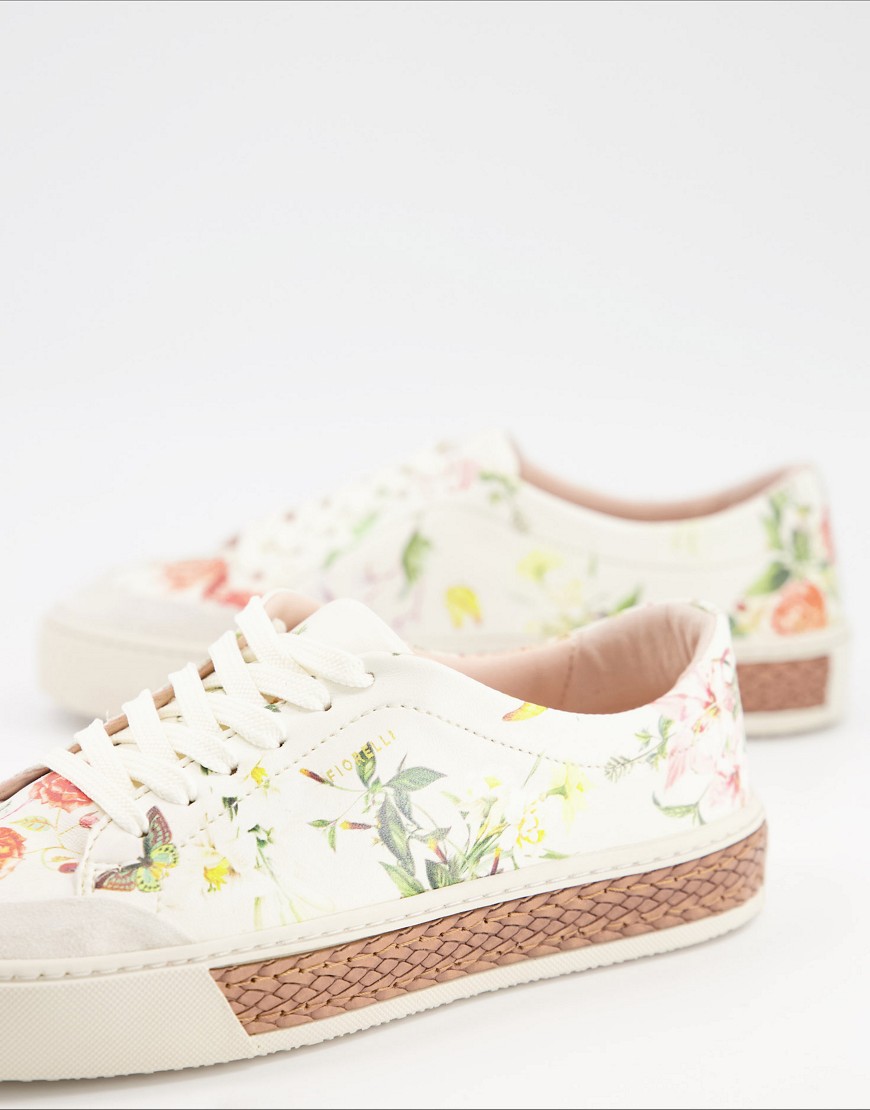 Fiorelli finley lace up sneakers in floral-Multi