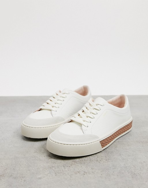 Fiorelli finley leather lace up trainers in cream