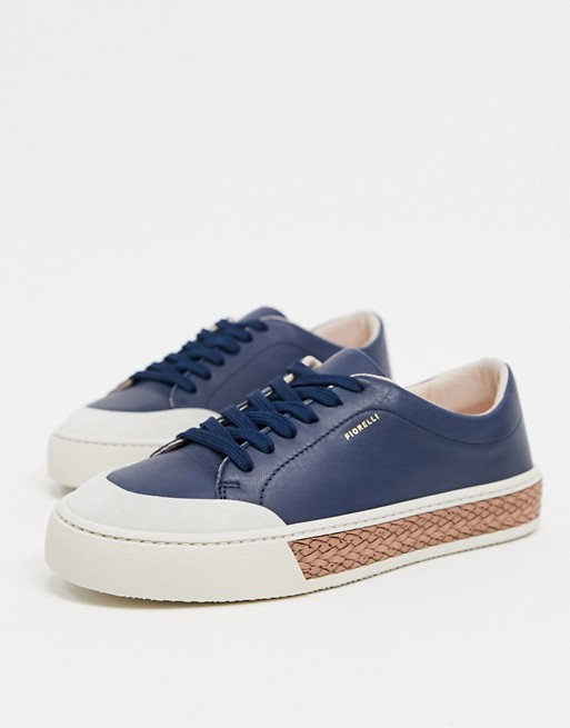 Fiorelli finley leather lace up trainers in navy