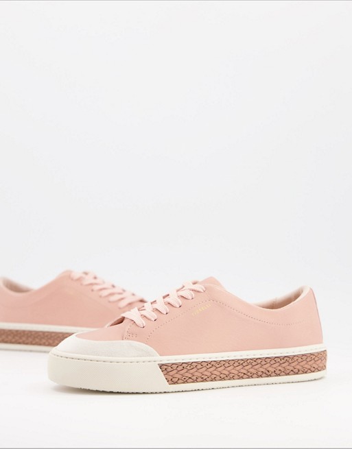 Fiorelli finley leather lace up trainers in rosewater