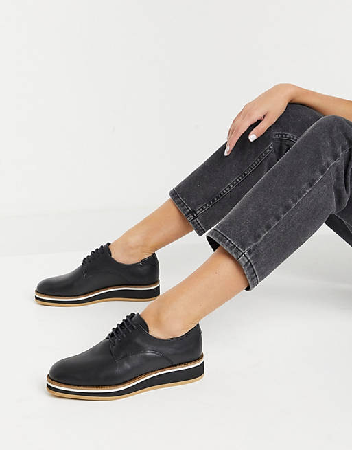 Fiorelli franca leather lace up shoes in black | ASOS