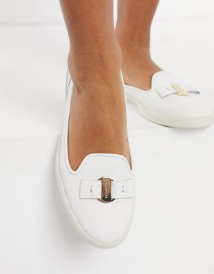 cream leather loafers