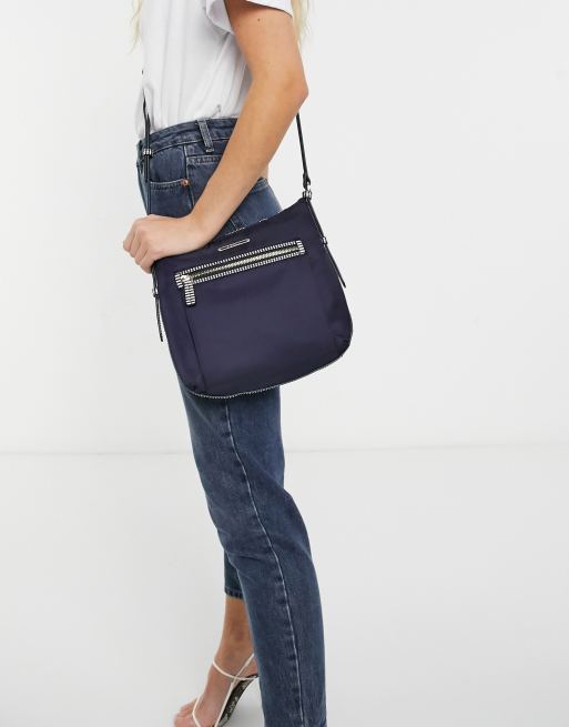 S gray nylon crossbody bag