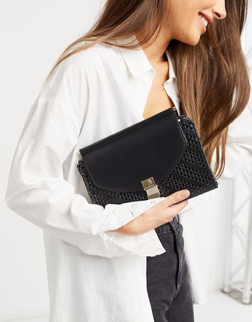 Fiorelli penelope clutch bag with chain strap in black weave