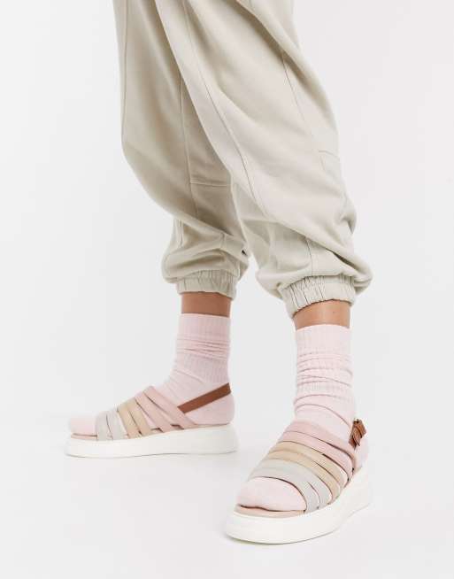 Fiorelli - Silvia - Sandali con suola spessa e cinturino in camoscio beige multi
