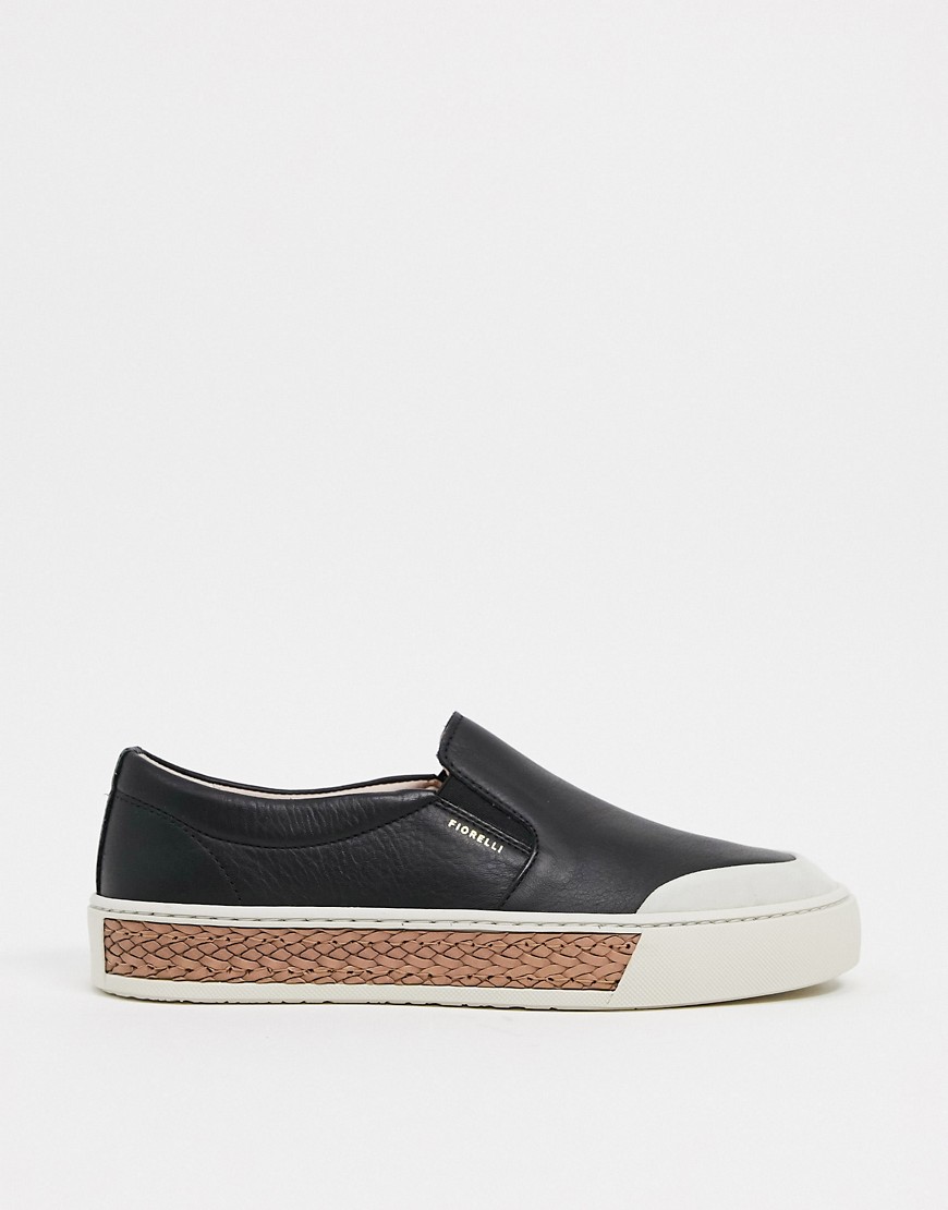 Fiorelli vita leather slip on sneakers in black