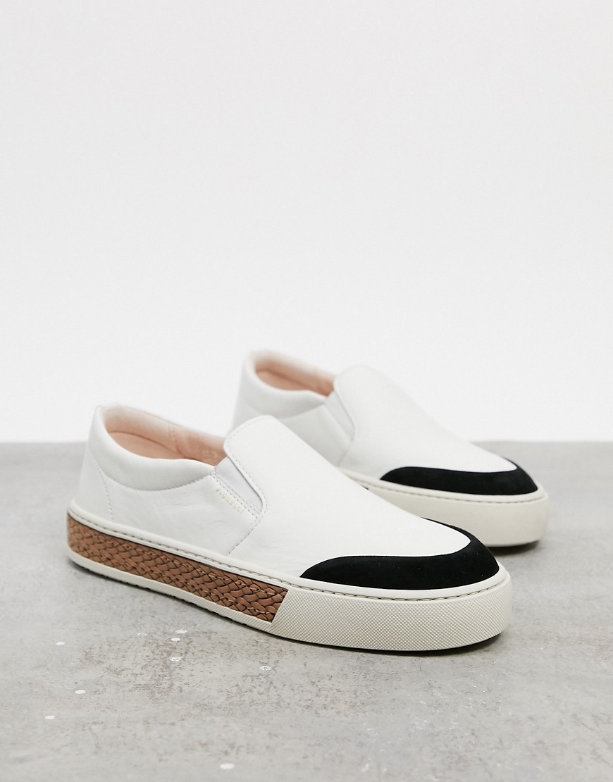 Fiorelli vita leather slip on sneakers in cream-White