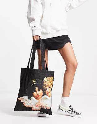 Fiorucci angel tote bag in black denim | ASOS