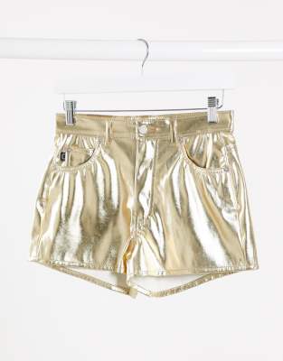 gold metallic shorts