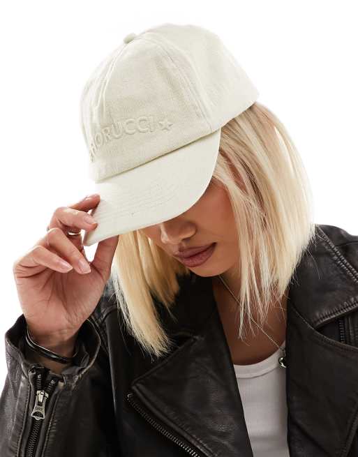 Fiorucci canvas cap with embossed logo in cream