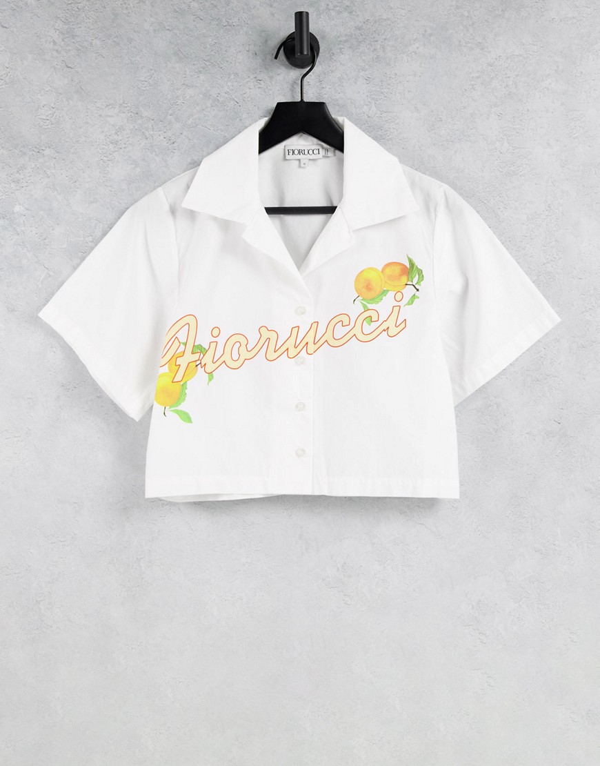 Fiorucci - Chemise courte avec logo et motif oranges rétro-Blanc