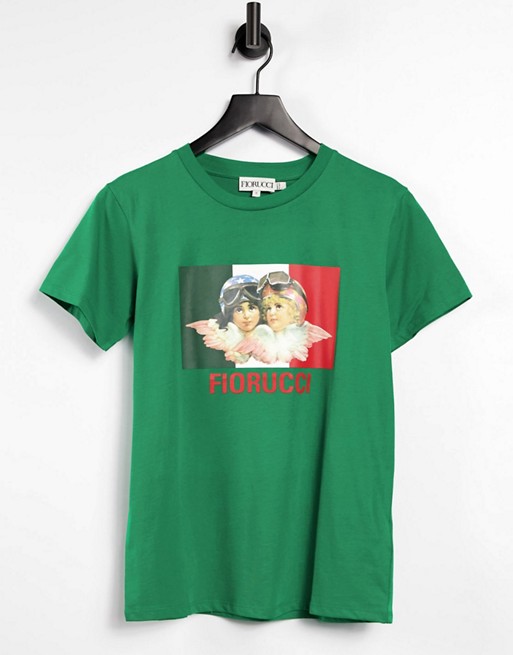 Fiorucci co-ord racing angels logo t-shirt in green