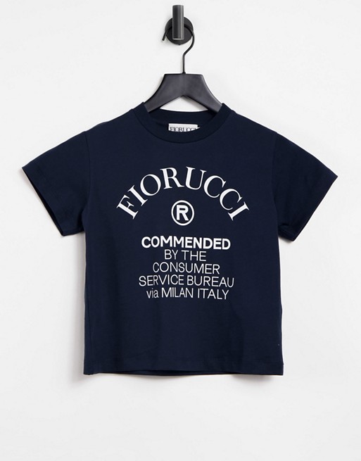 Fiorucci Commended crop logo t-shirt in navy