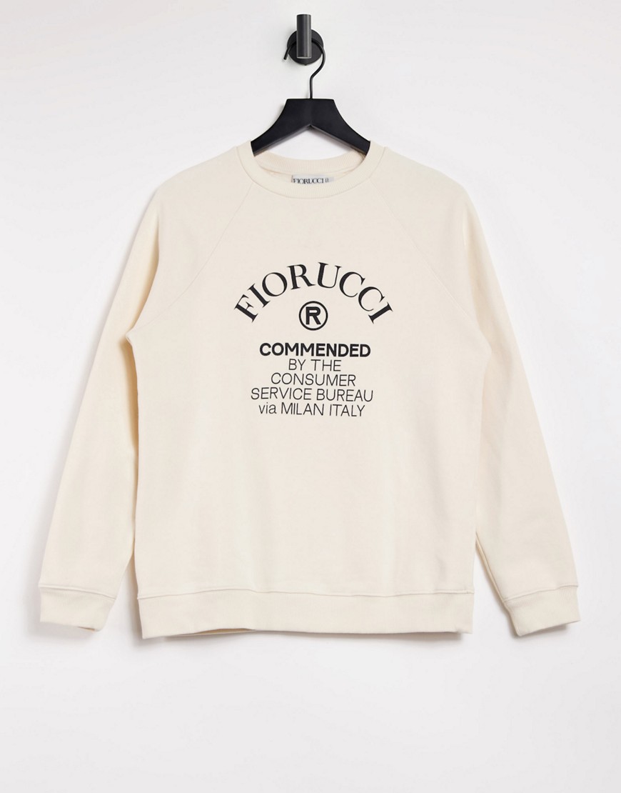 Fiorucci Commended logo sweatshirt in cream-White