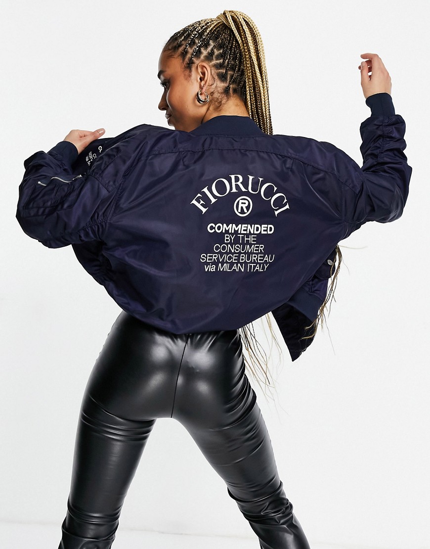 Fiorucci Commended Lou logo bomber jacket in navy