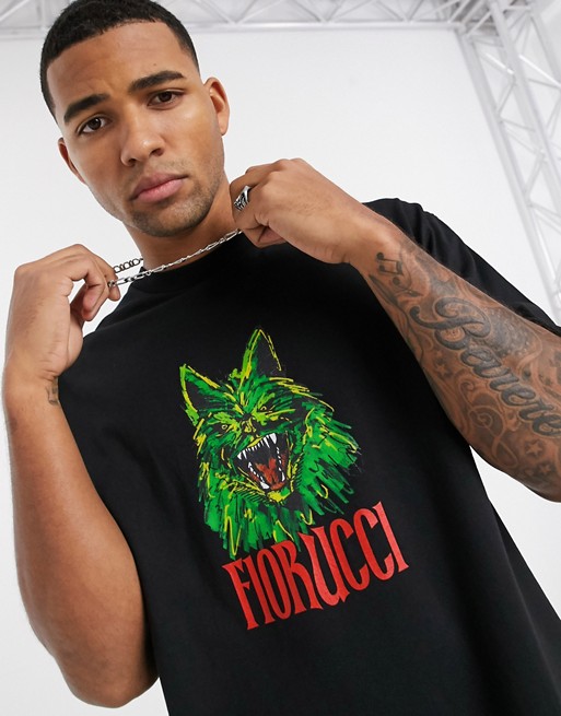 Fiorucci coyote print t-shirt in black