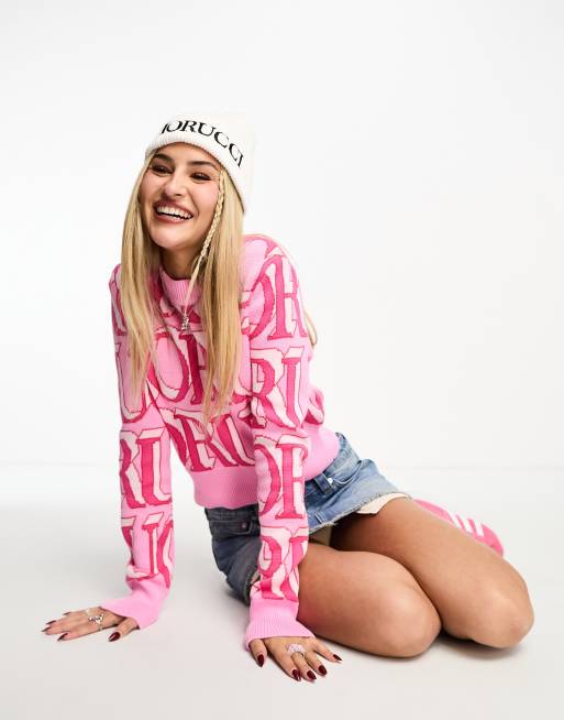 Fiorucci cropped jumper in pink monogram