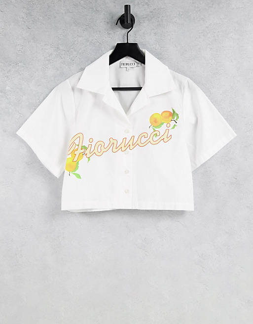 Fiorucci cropped shirt with retro oranges logo graphic