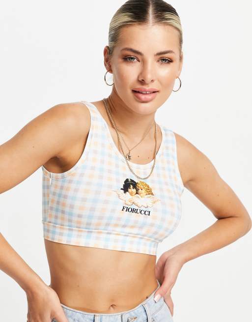 Fiorucci cropped tank in gingham with angel graphic ASOS