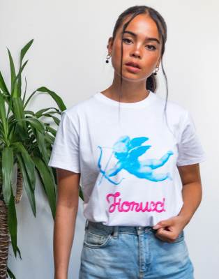 Fiorucci cupid logo t shirt in white ASOS