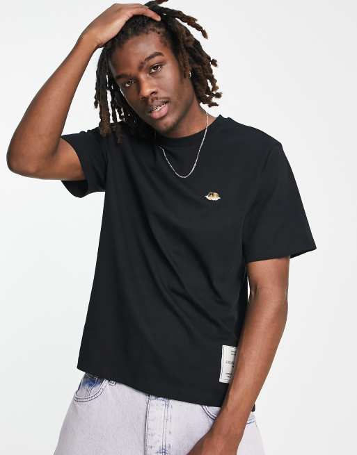 Fiorucci – Czarny T-shirt o luźnym kroju z nadrukiem aniołków