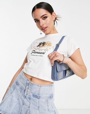 Fiorucci daisy angels graphic crop top in white