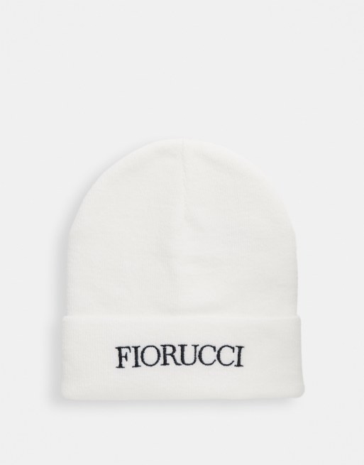 Fiorucci embroidered logo beanie in white | ASOS