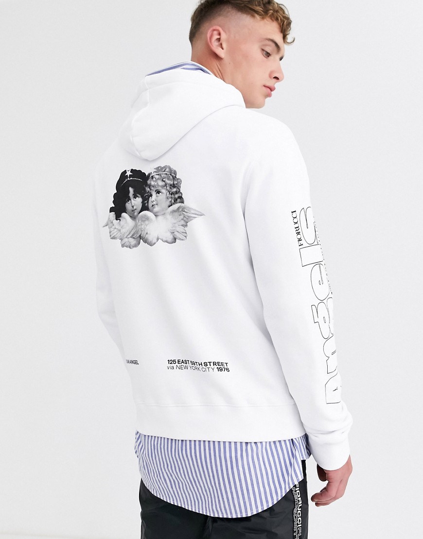 Fiorucci Hoodie In White With Angels Back Print