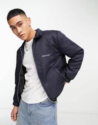 Fiorucci icon zip up jacket with patch in navy - ASOS Price Checker