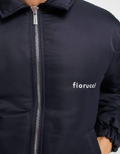 Fiorucci icon zip up jacket with patch in navy