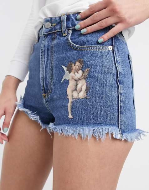 Fiorucci kissing angels denim shorts