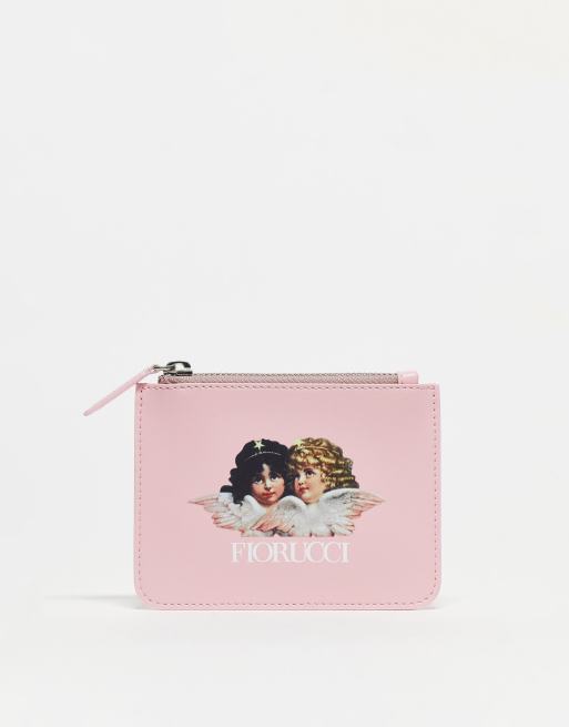 Fiorucci – Kleine Geldbörse in Rosa mit Engel-Print und Reißverschluss